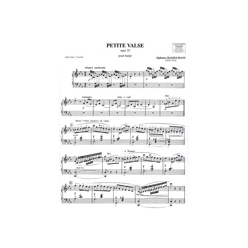 Hasselmans Alphonse - Petite Valse op.25 pour harpe