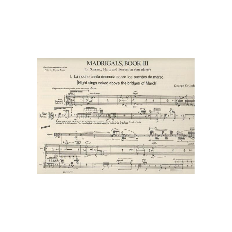 Crumb Georges - Madrigals Book III (voix & harpe)