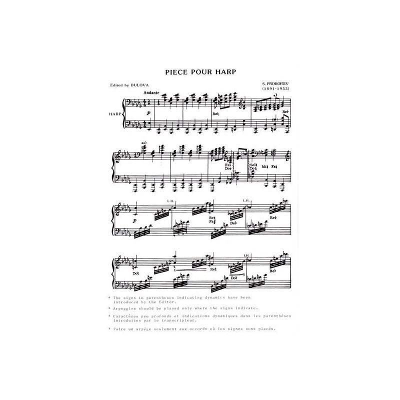 Prokofiev Serge - Piece for harp & prelude op.12, n