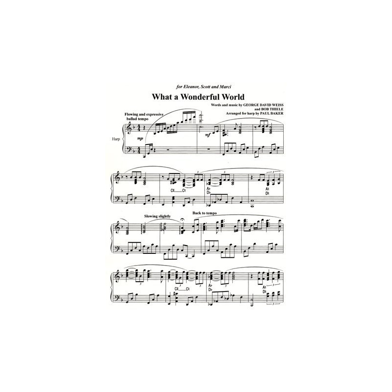 Weiss George David and Thiele Bob - What a Wonderful World <br> arranged for Harp by Paul Baker