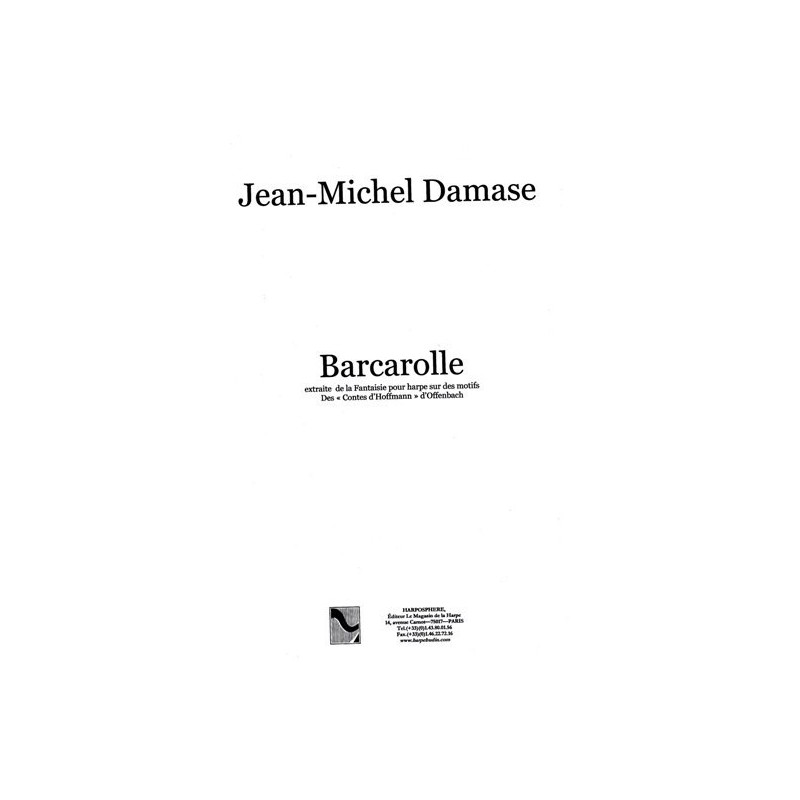 Damase Jean-Michel - Barcarolle <br> extraite de la Fantaisie pour harpe sur des motifs <br> des "Contes d'Hoffmann" d'Offenbach