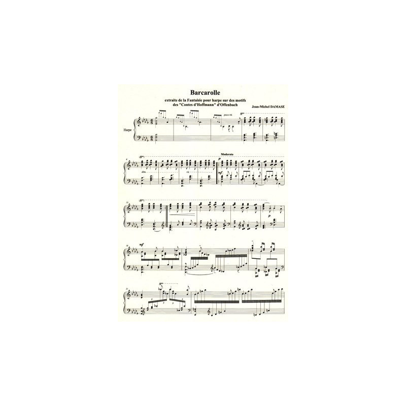 Damase Jean-Michel - Barcarolle <br> extraite de la Fantaisie pour harpe sur des motifs <br> des "Contes d'Hoffmann" d'Offenbach