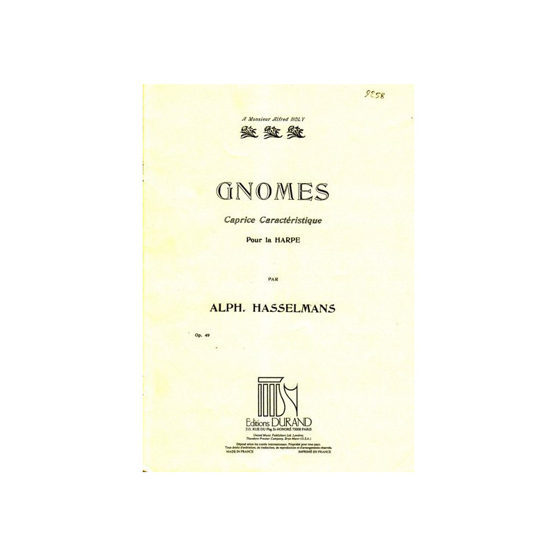 Hasselmans Alphonse - Gnomes Op.49 pour la harpe (Durand)