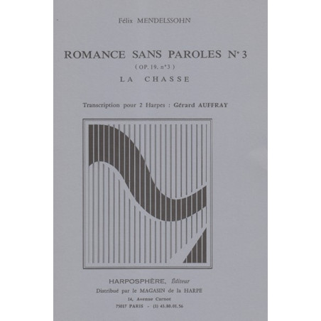 Mendelssohn Felix - Romance sans paroles n°3 La chasse (Op.12 n°