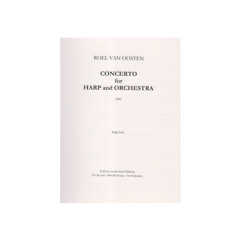 Oosten Roel van - Concerto for harp and Orchestra (Score)