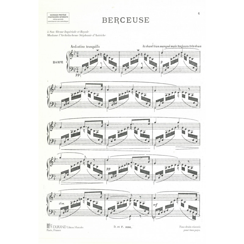 Hasselmans Alphonse - Berceuse op. 2 (Durand) Degré élémentaire