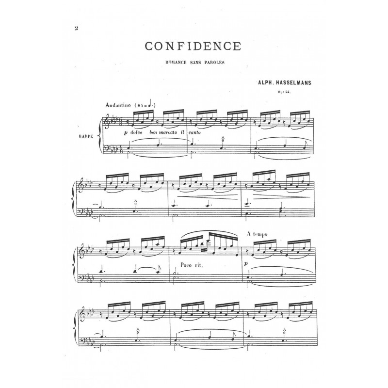 Hasselmans Alphonse - Confidence Romance sans parole (Lyra)