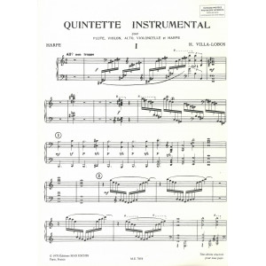 Villa-Lobos Heitor - Quintette Instrumental, parties (alto, flûte, violon, violoncelle & harpe)